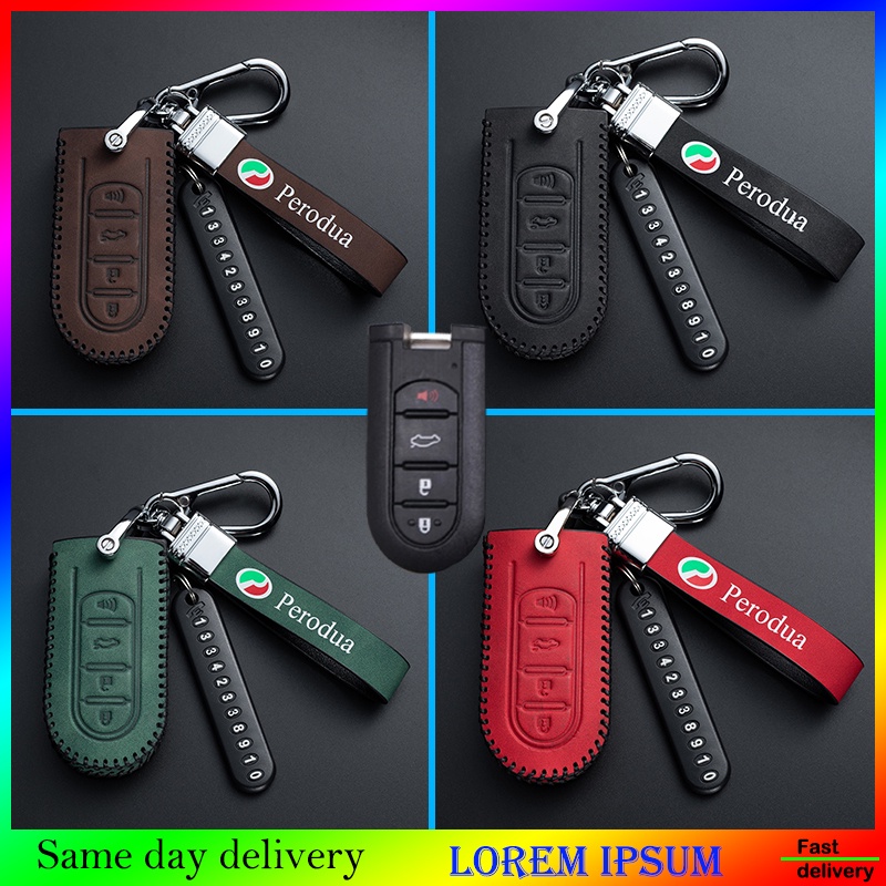 [New] Perodua Leather Car Key Cover Case MYVI BEZZA AXIA ARUZ Remote ...