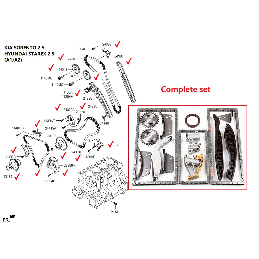 TIMING CHAIN SET / TIMING KIT - KIA SORENTO BL / HYUNDAI STAREX (NON ...