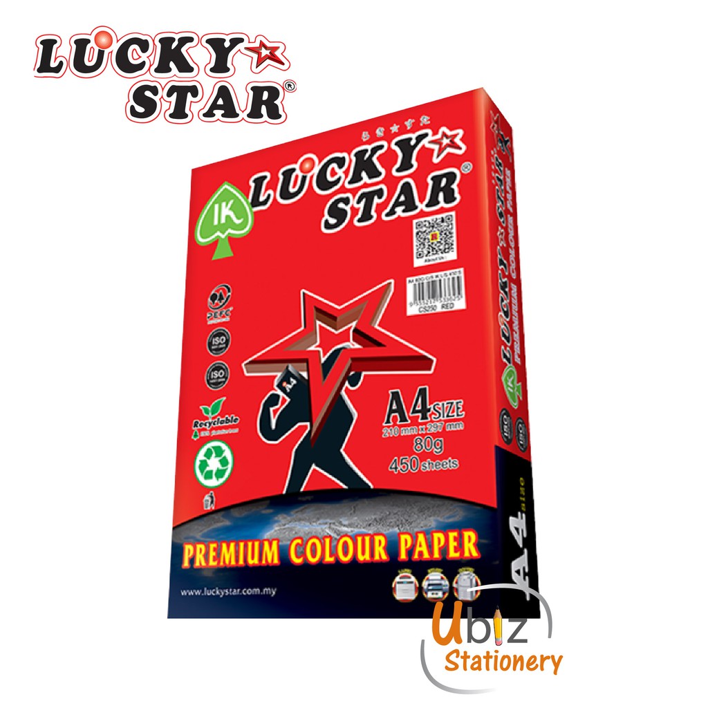 Lucky Star A4 Colour Paper 80gsm 450 Sheets Shopee Malaysia