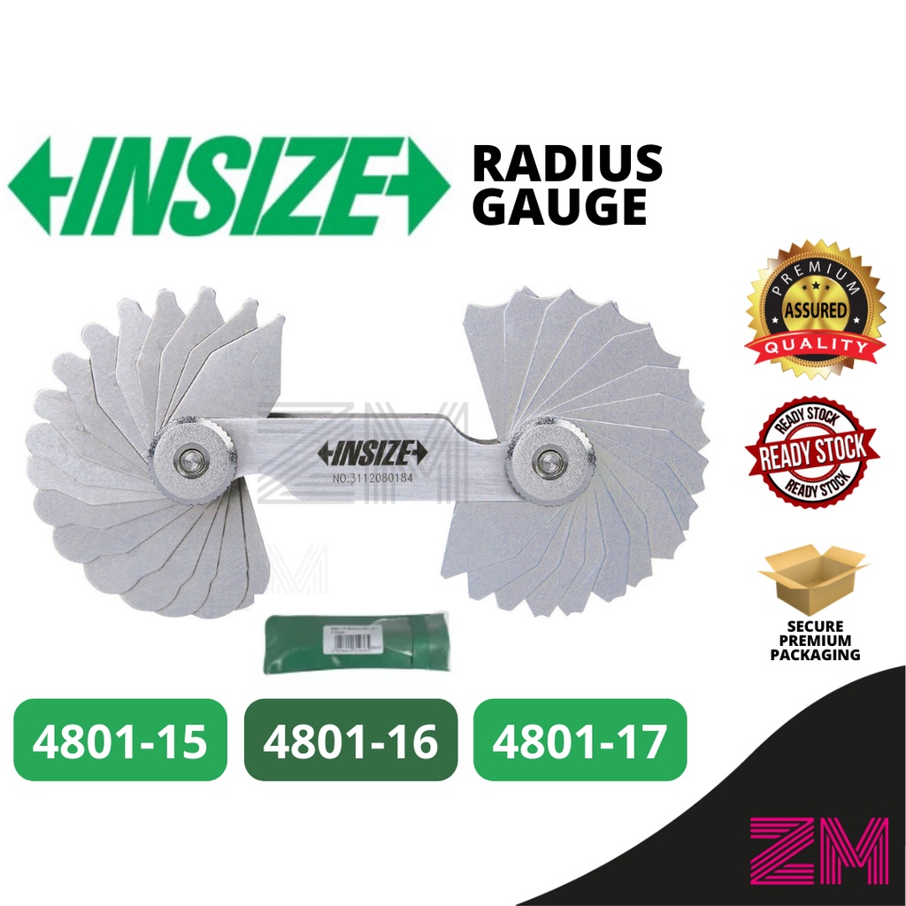 INSIZE (4801) Radius Gauge/ Fillet Gauge Feeler Metric Engine Cylinder