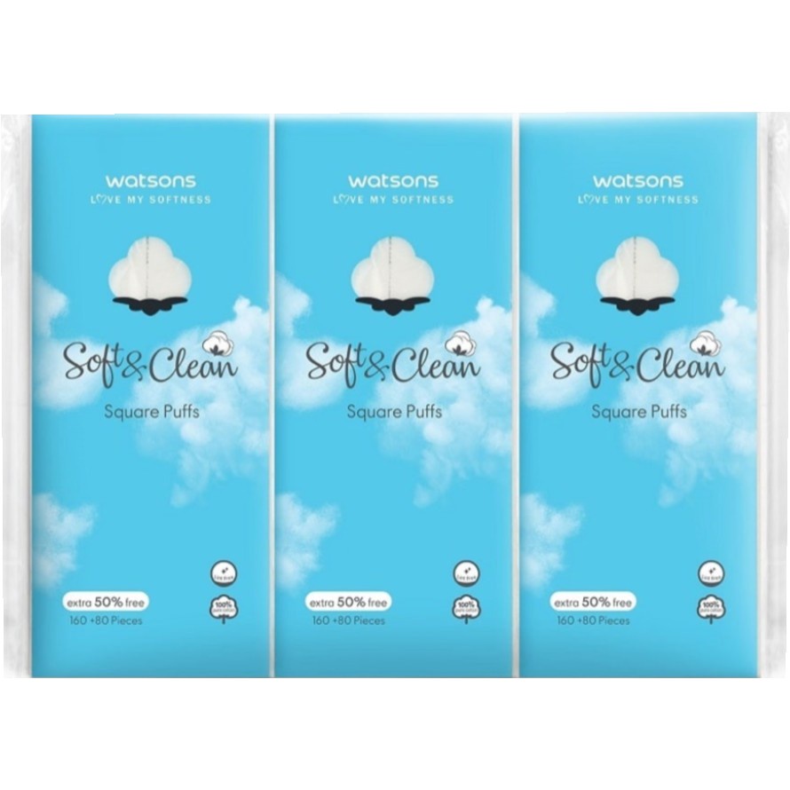 Watsons Facial Cotton Pad Puff Watsons Cotton Kapas Keping Muka 240pcs Watsons 卸妆棉 化妆棉 屈臣氏卸妆棉