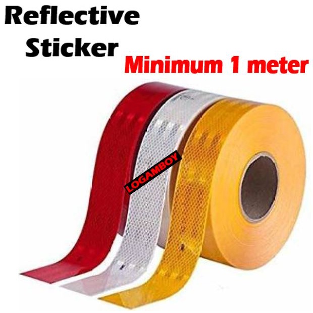 REFLECTIVE STICKER 50MM RED WHITE YELLOW REFLECTIVE TAPE SAFETY 1METER ...