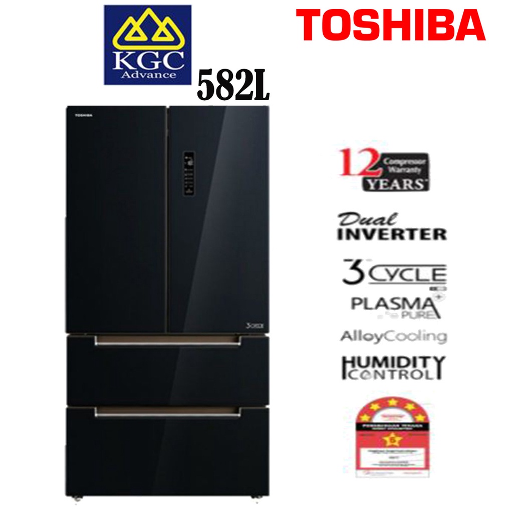 Toshiba French Door Dual Inverter Refrigerator (582L) GR-RF532WE-PGY ...