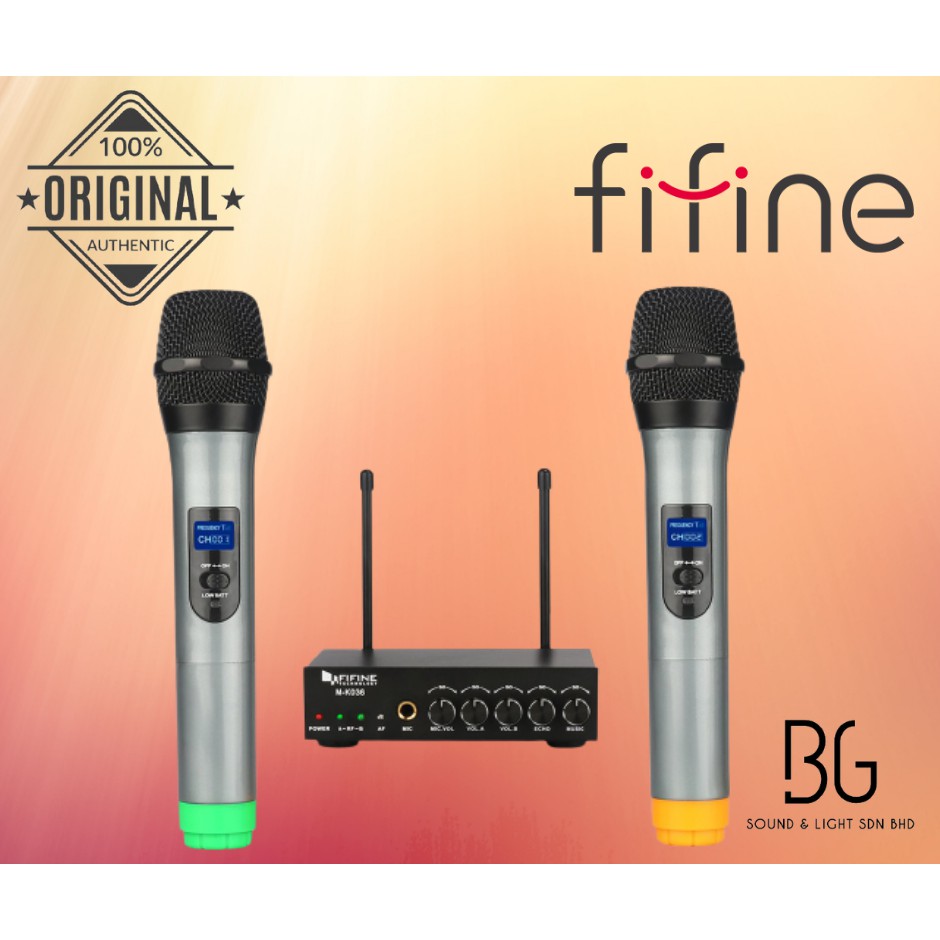 FIFINE K036 UHF Dual Channel Wireless Handheld Mic, Vocal Microphone
