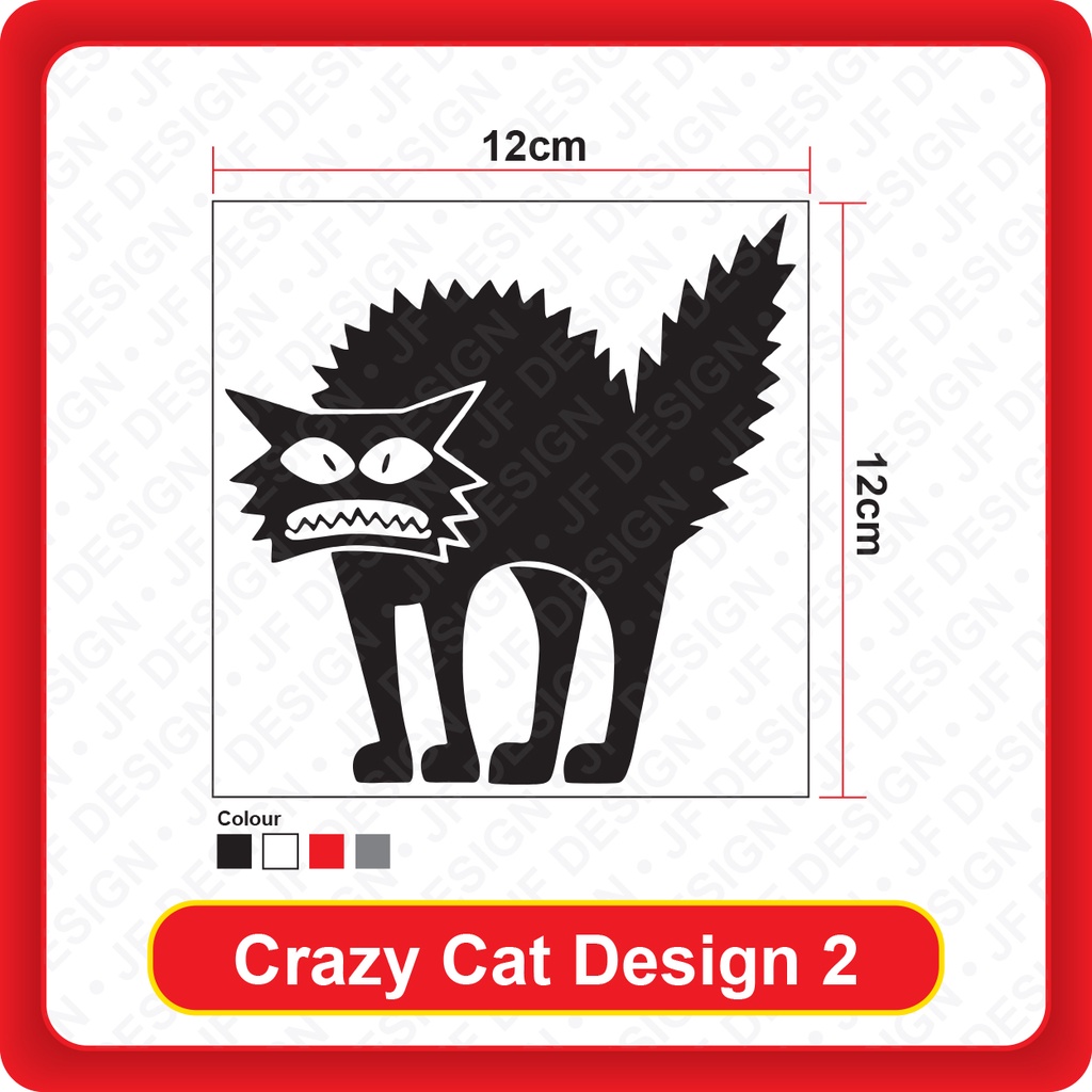 [198]Quality Car Sticker Crazy Cat Design 2 [12cm x 12cm][Sticker ...