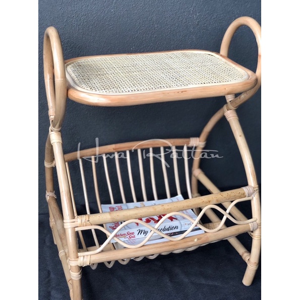 Table rack / Rak meja rotan / 2 in 1 magazine rack / Coffee side table ...