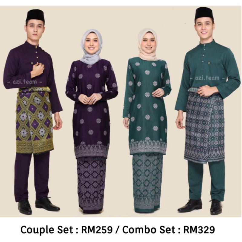 Sedondon Couple Raya 2021 Kurung Moden Songket Printed Baju Melayu