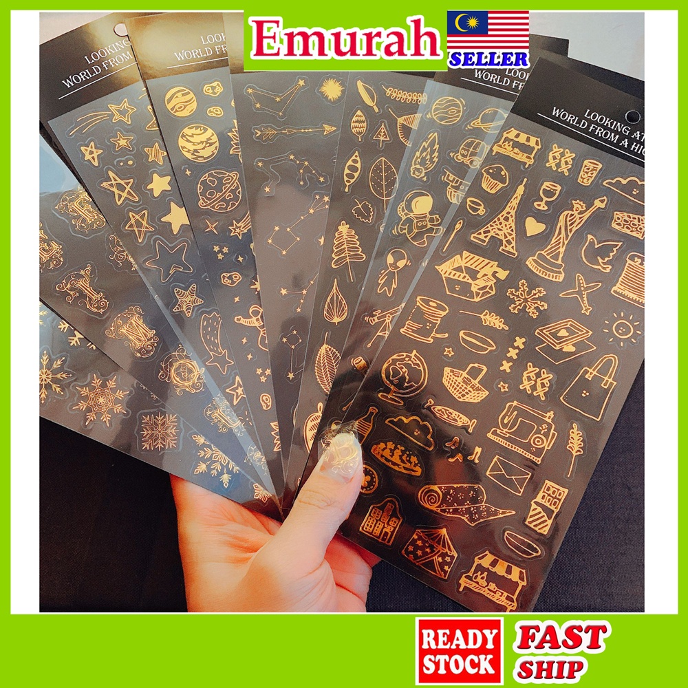 Travel Snow Gold hot stamping Sticker label (1 sheet) DIY Korean ...