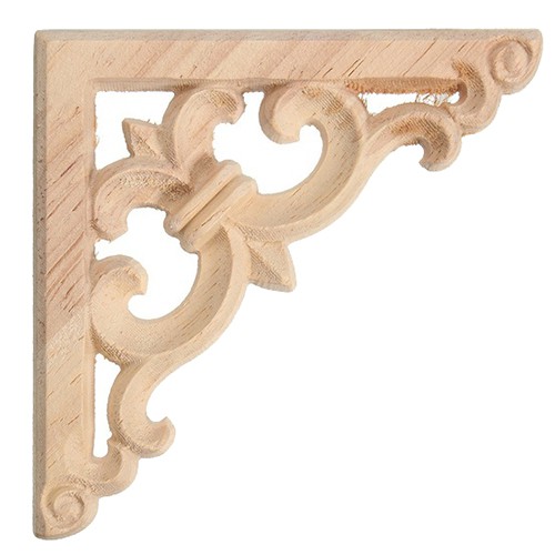 8*8cm Wood Carved Corner Onlay Applique Decor Furniture Craft Unpainted ...