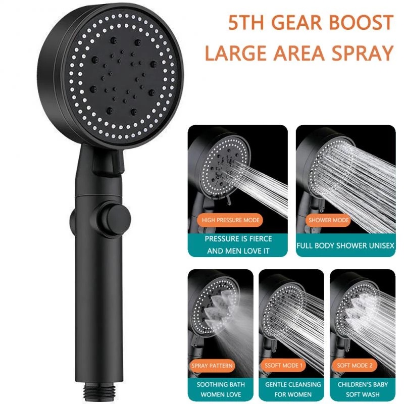 5 Mode Functions High Pressure Water Saving Shower Head / One Key ...