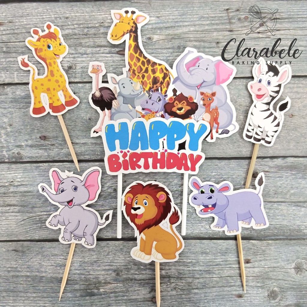 Animal Paper Cake Topper/Animal Cake Topper/Animal Cake Topper | Shopee ...