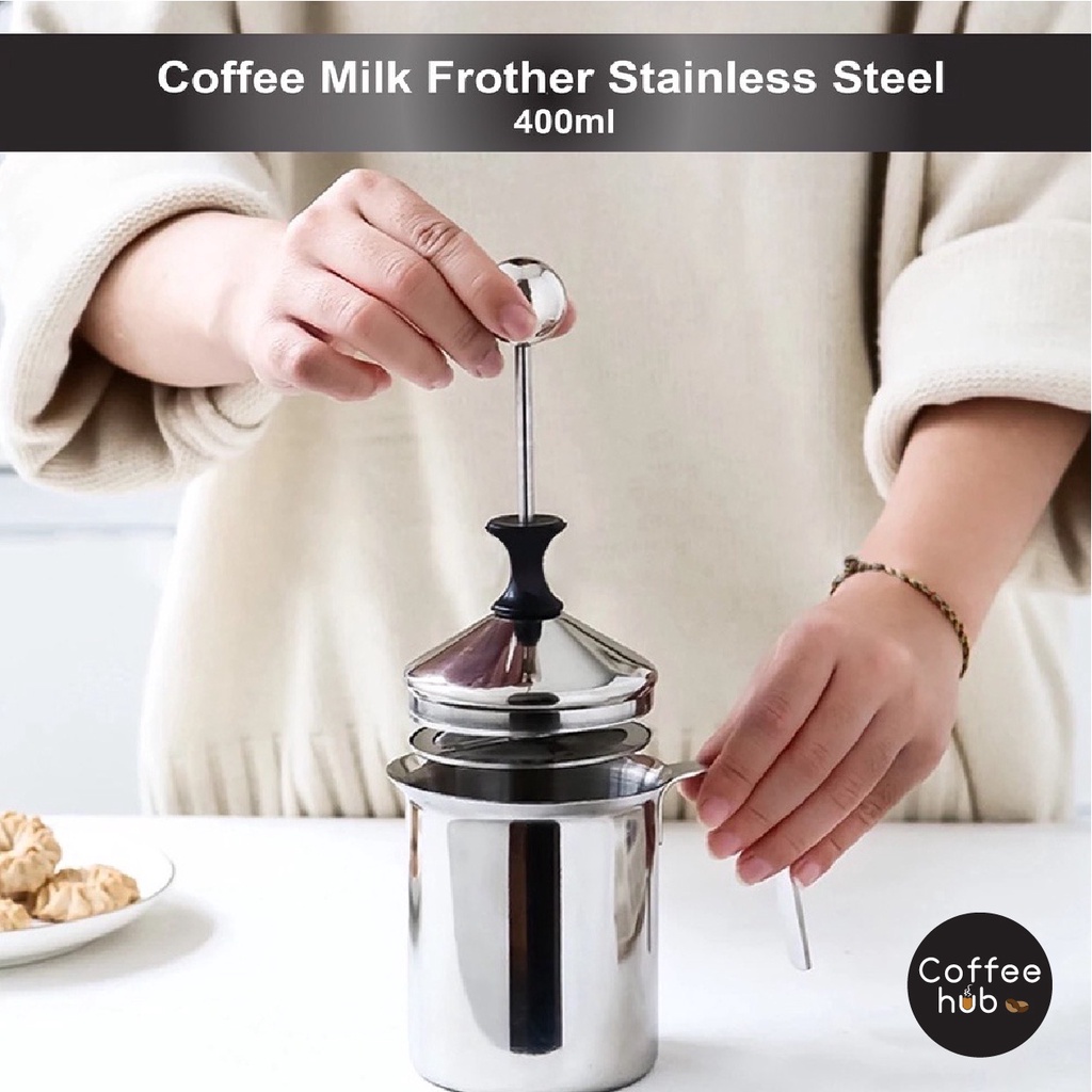 Glass Milk Frother, 400 Ml Stainless Steel Manual Milk Frother, Milk  Frother