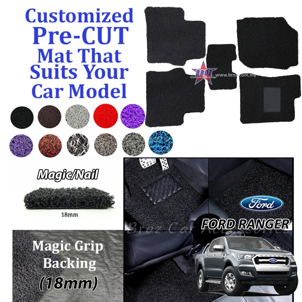 PRE CUT for Ford Ranger 18MM Customized PVC Coil Floor Mat Anti Slip ...