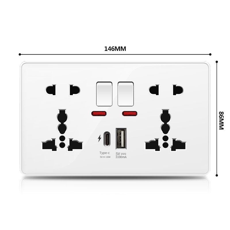 (ready Stock) Switch Socket Plug Light Switch Wall Socket Led Indicator 