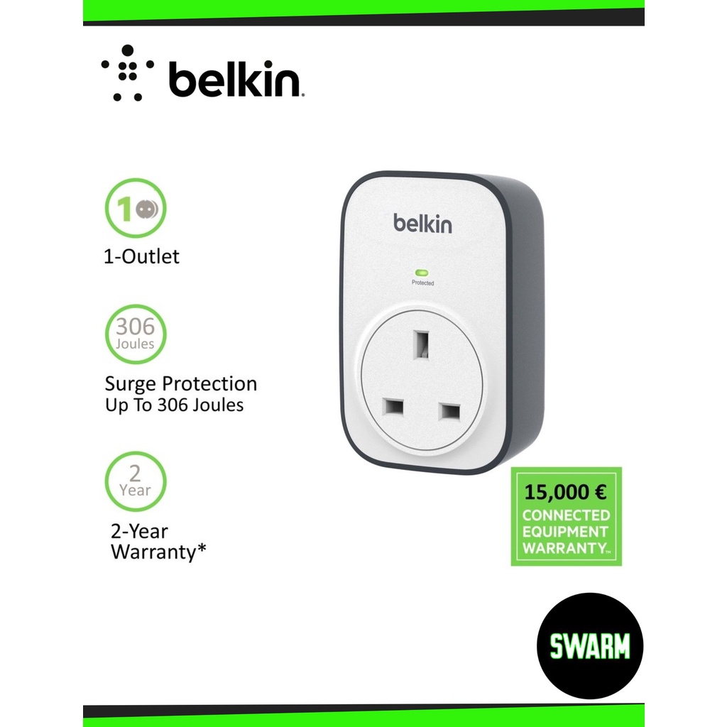 Belkin BSV102af SurgeCube 1 Outlet Surge Protector | Shopee Malaysia