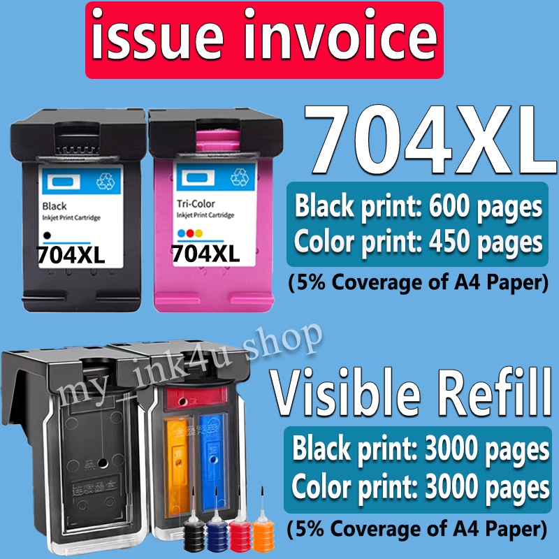For HP 704 HP 704XL HP704XL refillable Ink Cartridge for HP Deskjet Ink ...