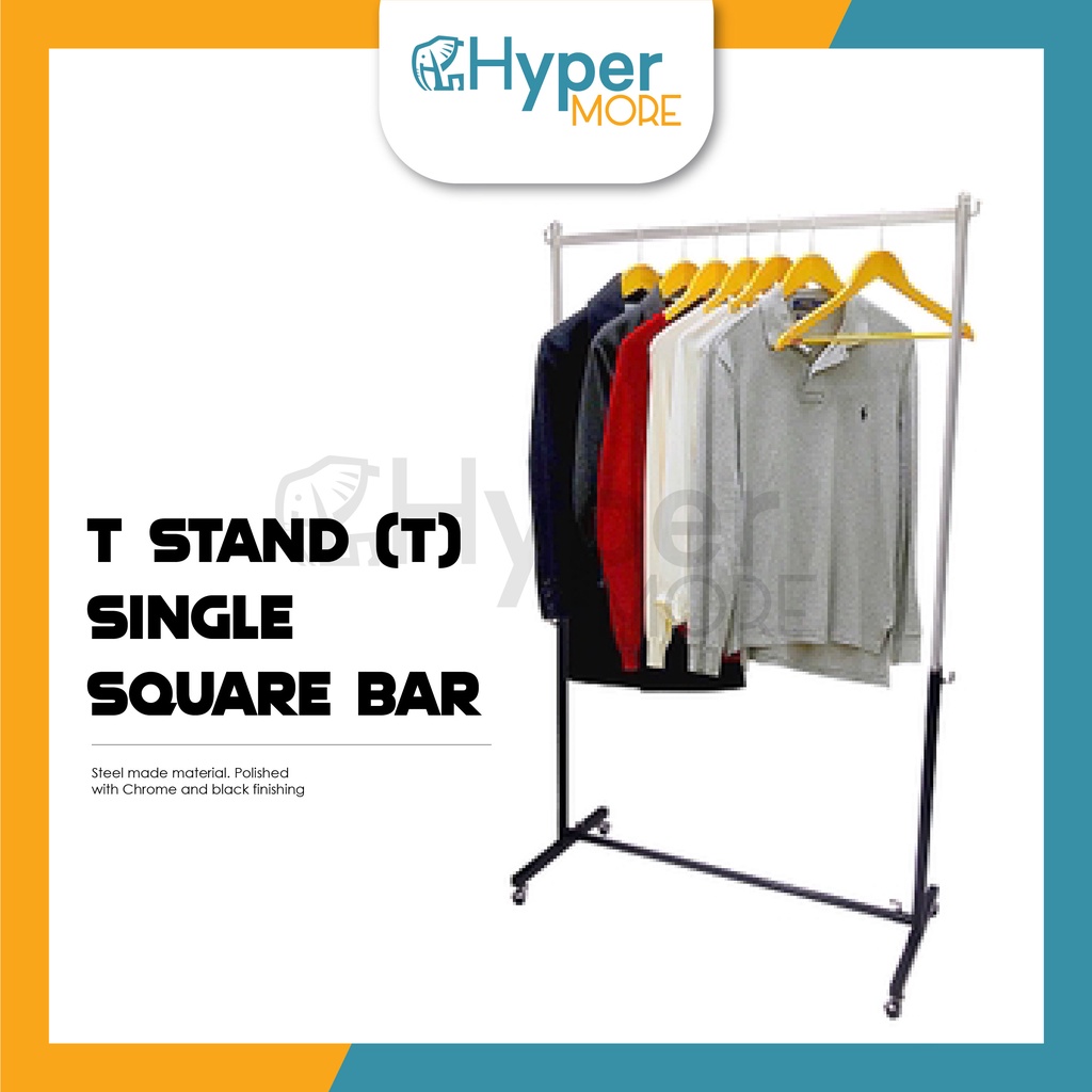 HYPERMORE Cloth Storage Rack Single/Double Garment T Stand Hanger ...