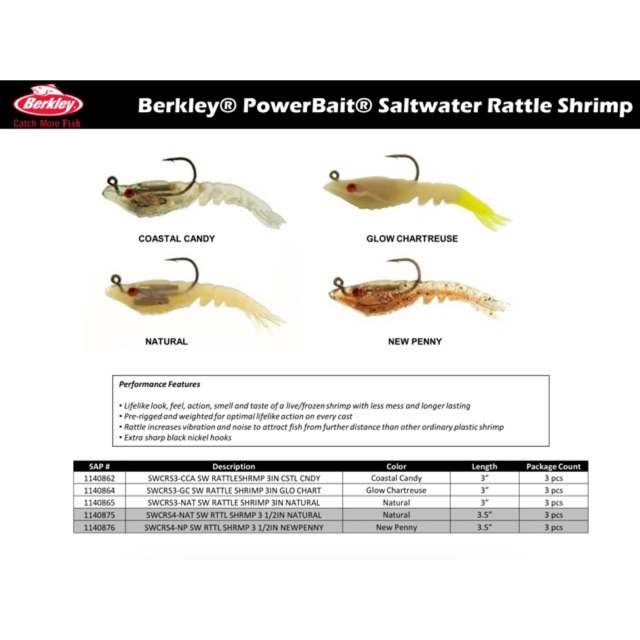 Berkley Power Bait Rattle Shrimp 8.9cm / 7g SWCRS4 NAT