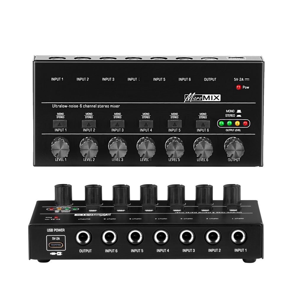 6 Channels Audio Mixer Mini Stereo Mixer Professional Sound Mixer 6