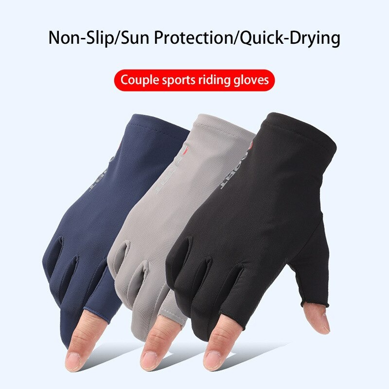 Primo Gloves Half Finger Fishing Anti-Slip Wear-Resistant Sun Protection  Blue Black for Men Cycling Fishing Glove Half