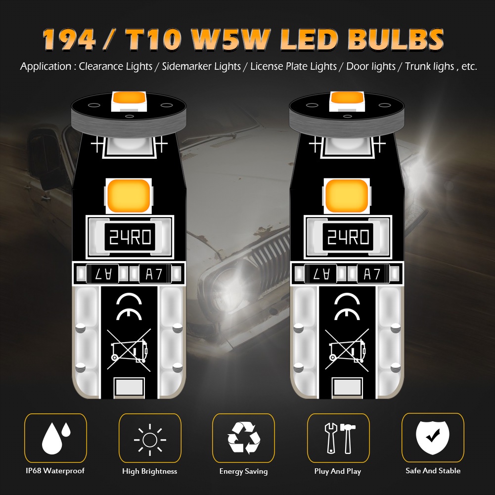 Ampoules LED T10 194 3030 - Lot De 10, 6000K Rouge, 12V Pour Intérieur, Plaque Et Dôme De Voiture