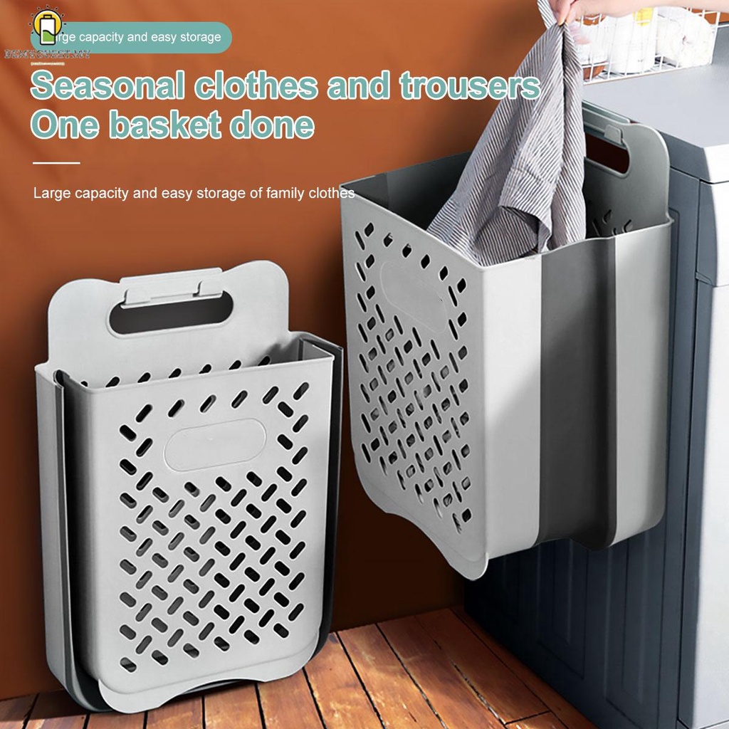 WallMounted Laundry Basket Foldable Plastic Laundry Basket Collapsible