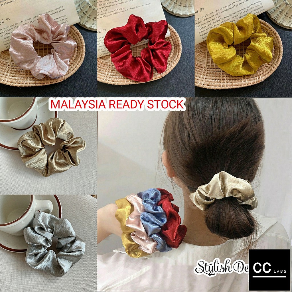 🇲🇾 𝙍𝙚𝙖𝙙𝙮 𝙎𝙩𝙤𝙘𝙠 Korean Satin Silk Fashion Scrunchies,Sweet Solid Color ...