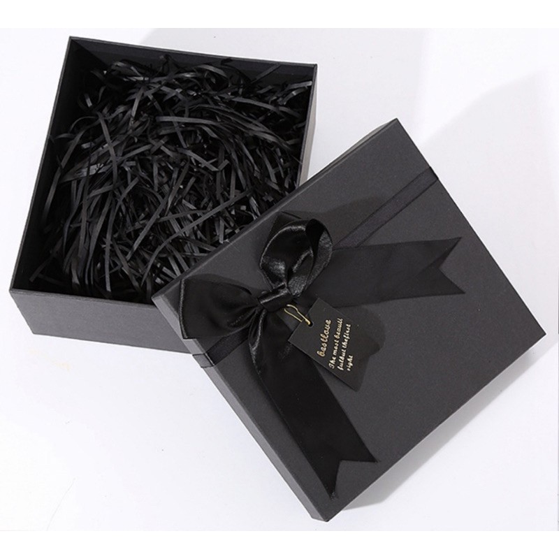 Black Gift Box With Ribbons Beautiful Present Kotak Hadiah Keras ...