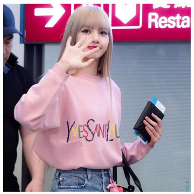 Blackpink Lisa Pink Letter Sweater Women s Autumn Korean Oversized