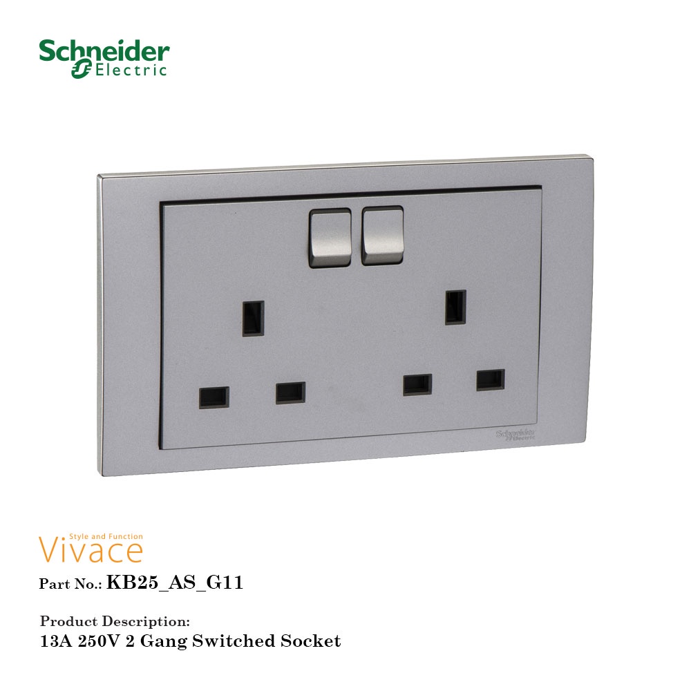 SCHNEIDER VIVACE SERIES SILVER SWITCHES & SOCKETS [FULL RANGE] | Shopee ...