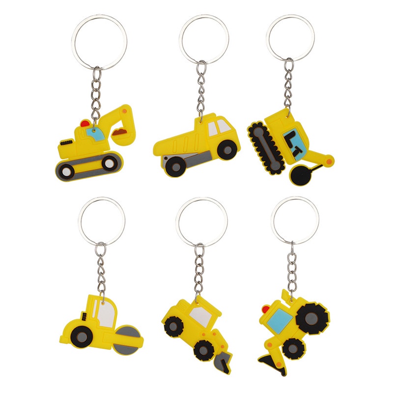 Construction Vehicle Excavator Truck Keychain Soft PVC Keyring For Kids ...
