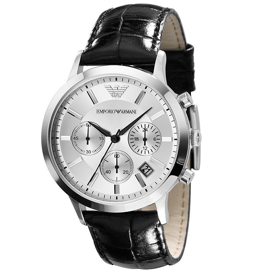 Emporio Armani Men's Classic White Dial Chronograph Watch AR2432 ...