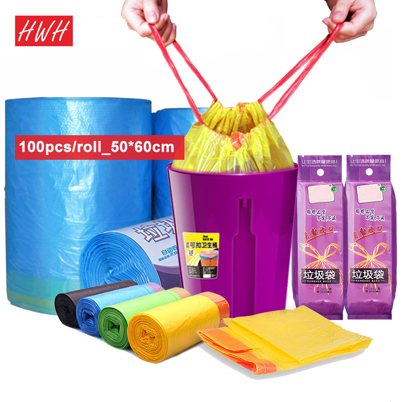 HWHOME Garbage Bags Kitchen Rubbish Bags office Trash Bags With Rope 50 ...