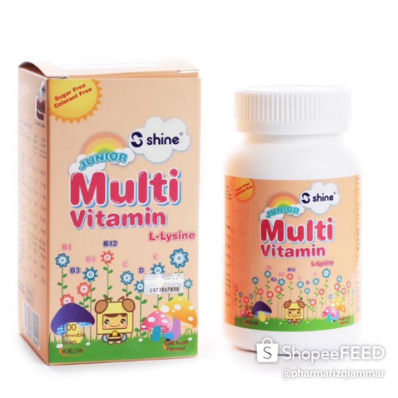 VITAMIN C SHINE MULTIVITAMIN LYSINE TAMBAH Selera MAKAN ANAK ANTIBODY