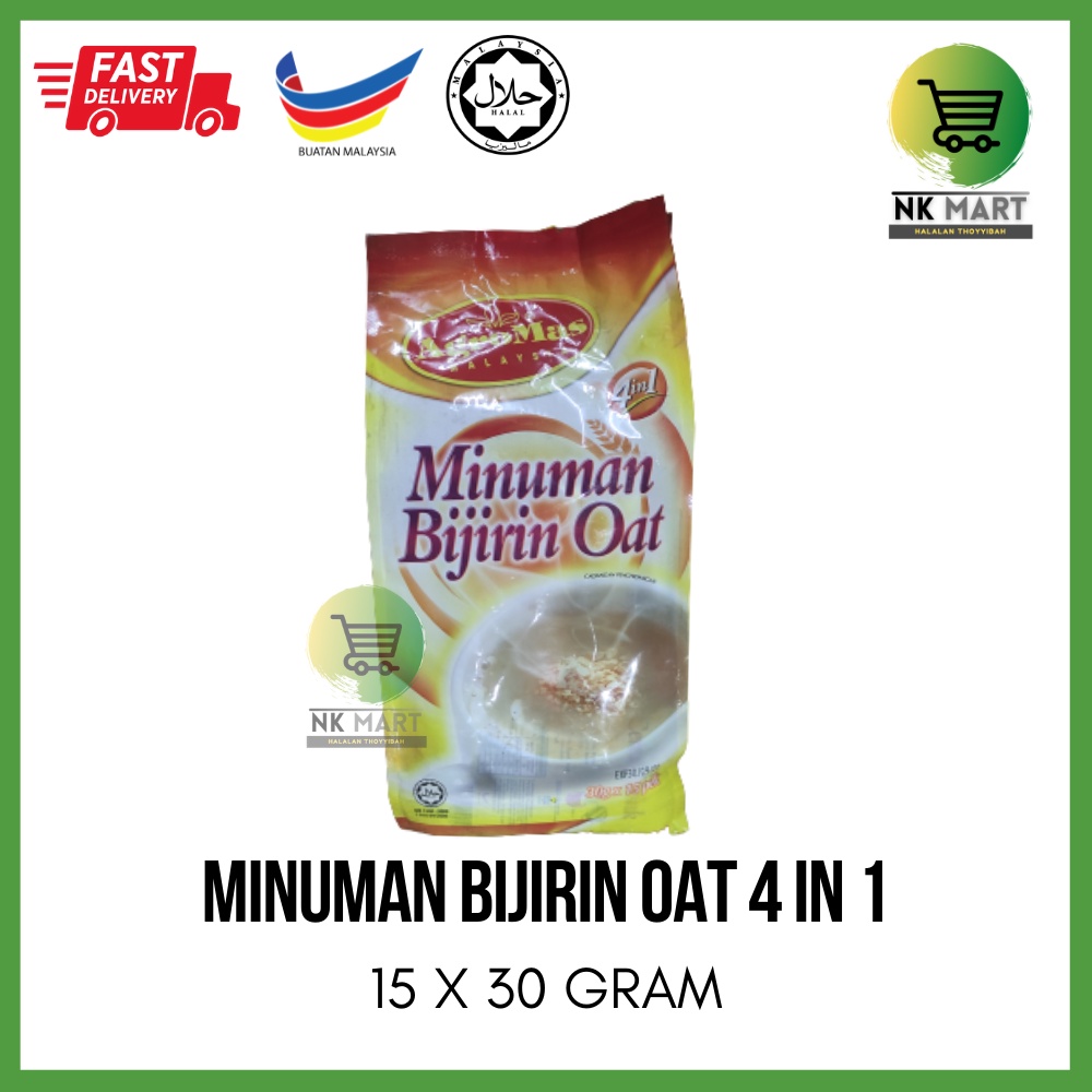 MINUMAN BIJIRIN OAT AGROMAS (15 X 30GM) OAT CEREAL 4 IN 1 DRINK ...