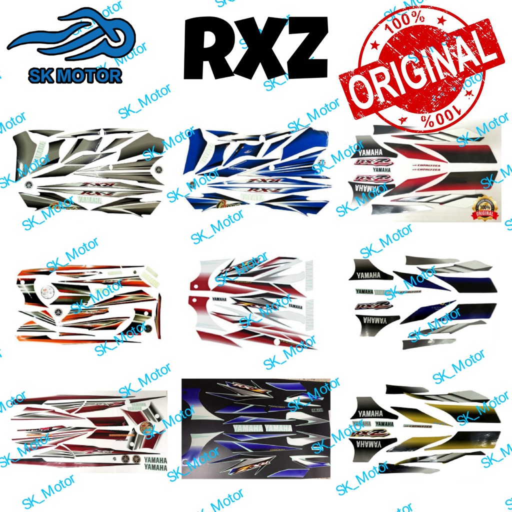 Yamaha RXZ Catalyzer Original Stripe Body Sticker Graphic Merah Chili ...