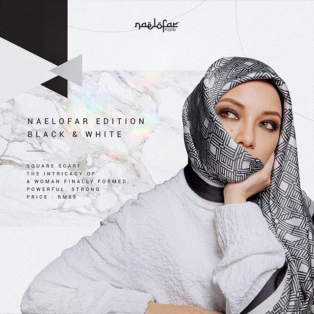 100 Original Neelofa Edition Black White shawl with casing