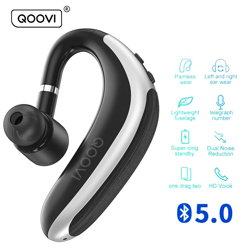 QOOVI Bluetooth Ear Hook Headphones Handsfree 30 Days Long Standby