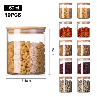 Storage Glass Jars with Bamboo Lid 10 pcs 600 ml