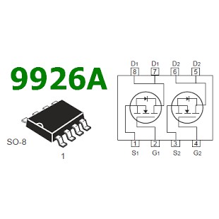 Fairchild FDS9926A N-Channel Dual MOSFET – 20V 6.5A SOIC8 – 4 Pieces