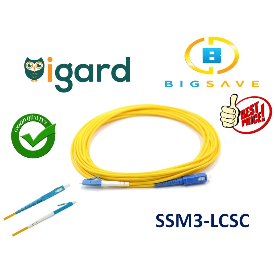 LC-SC PC SINGLE MODE OPTICAL FIBER PATCH CORD 3M(SSM3-LCSC) | Shopee ...