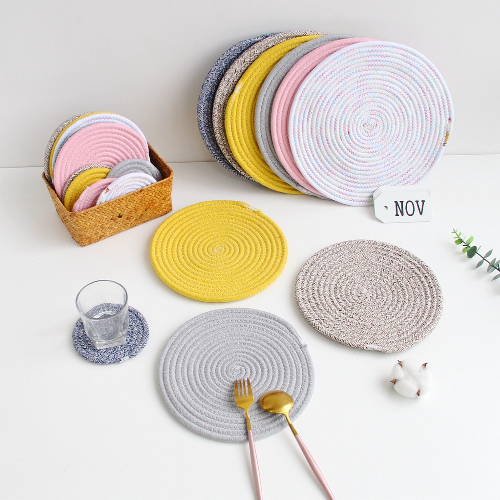 Nordic Linen Coffee Mug Coasters Kitchen Table Mat Cup Drink Coasters ...