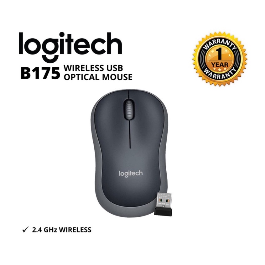 Logitech B175 Wireless USB Optical Mouse - Black/Grey | Shopee Malaysia