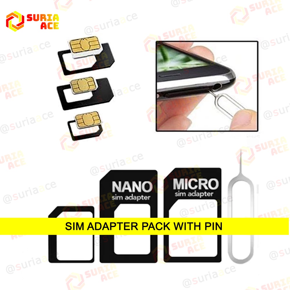 [B7F1] 4 in 1 Micro to Nano Sim Card Holder Adapter Noosy With Ejector