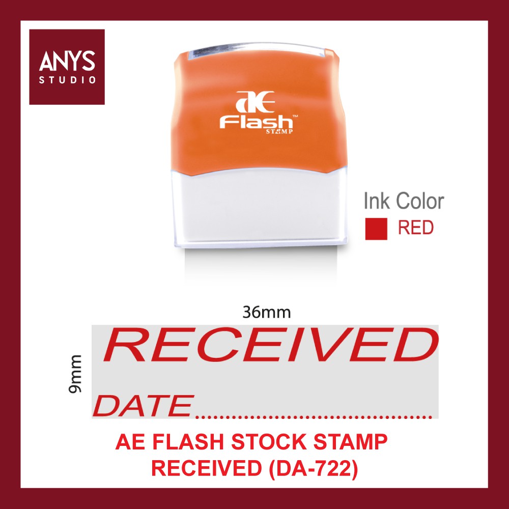 AE Flash Stock Stamp (Received with Date) Red Ink DA-722 | Shopee Malaysia