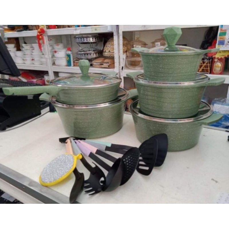 17 pcs DESSINI GRANITE COOKWARE SET Shopee Malaysia
