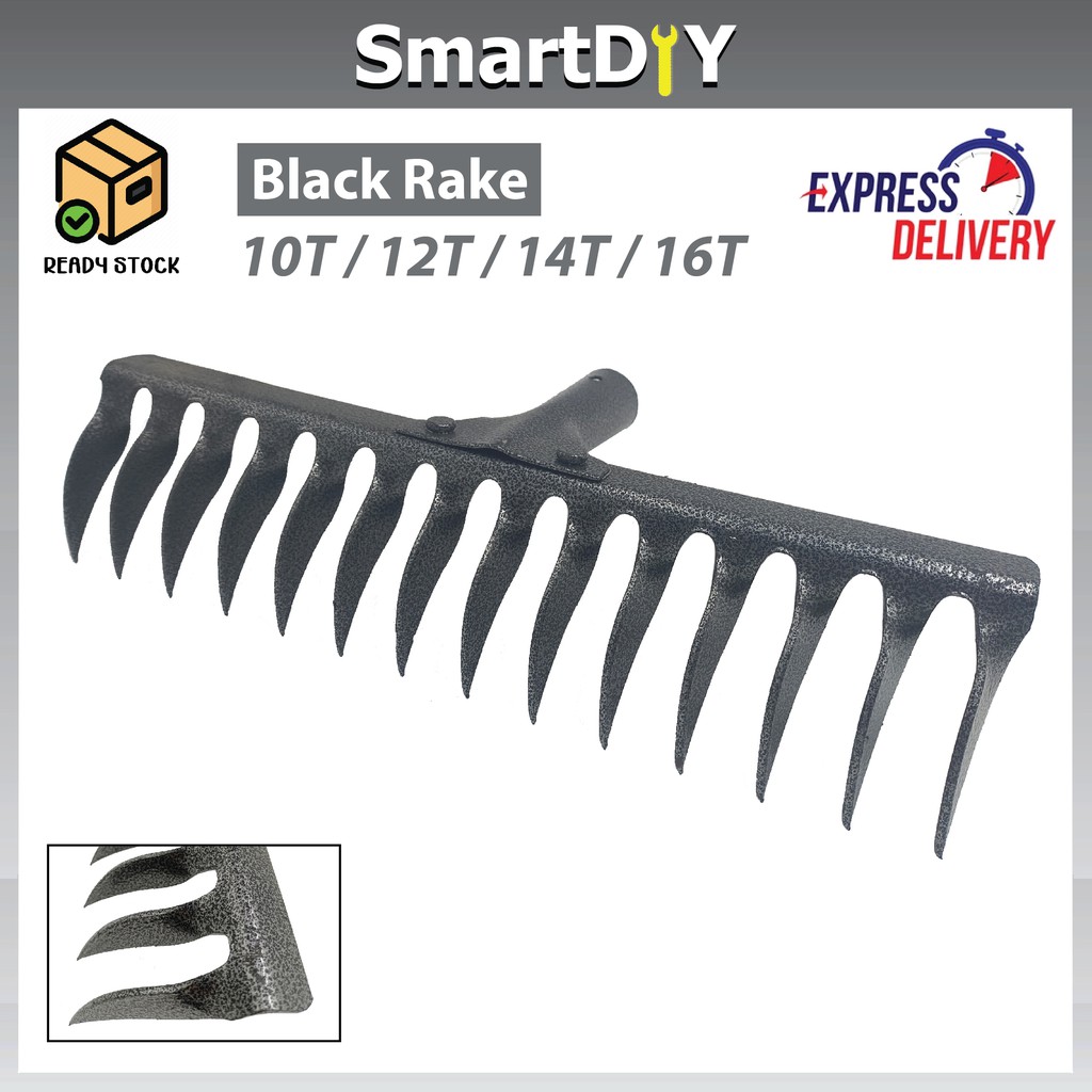Black Heavy Duty Metal Garden Rake - 3mm /Besi Cakar Tanah / Alatan ...