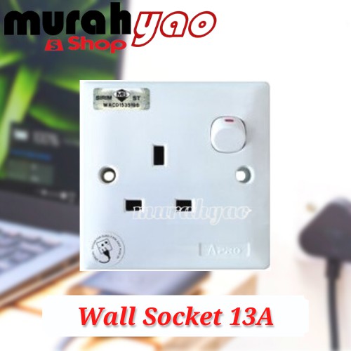 13A Wall Socket with Switch 1 Gang Socket with SIRIM Approved/Soket ...