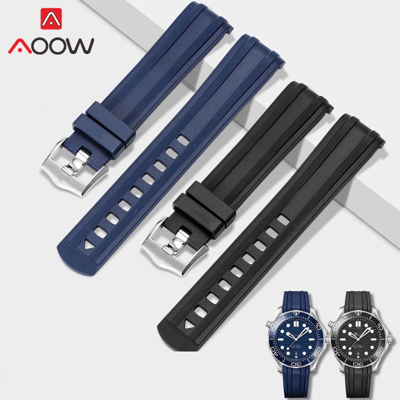 20mm 22mm Rubber Strap Curved End for Omega Seamaster 300