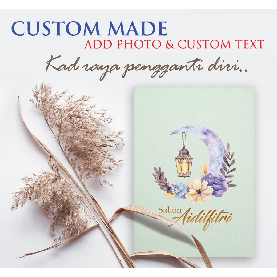 10pcs Kad Raya CUSTOM Made insert your content & photo Luxury Selamat ...